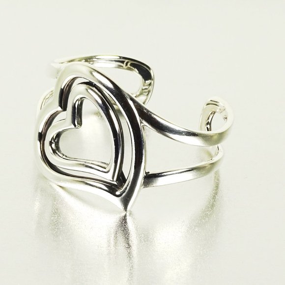 Barry Kieselstein-Cord Sterling Silver Double Heart Wide Cuff Bracelet - Picture 8 of 12